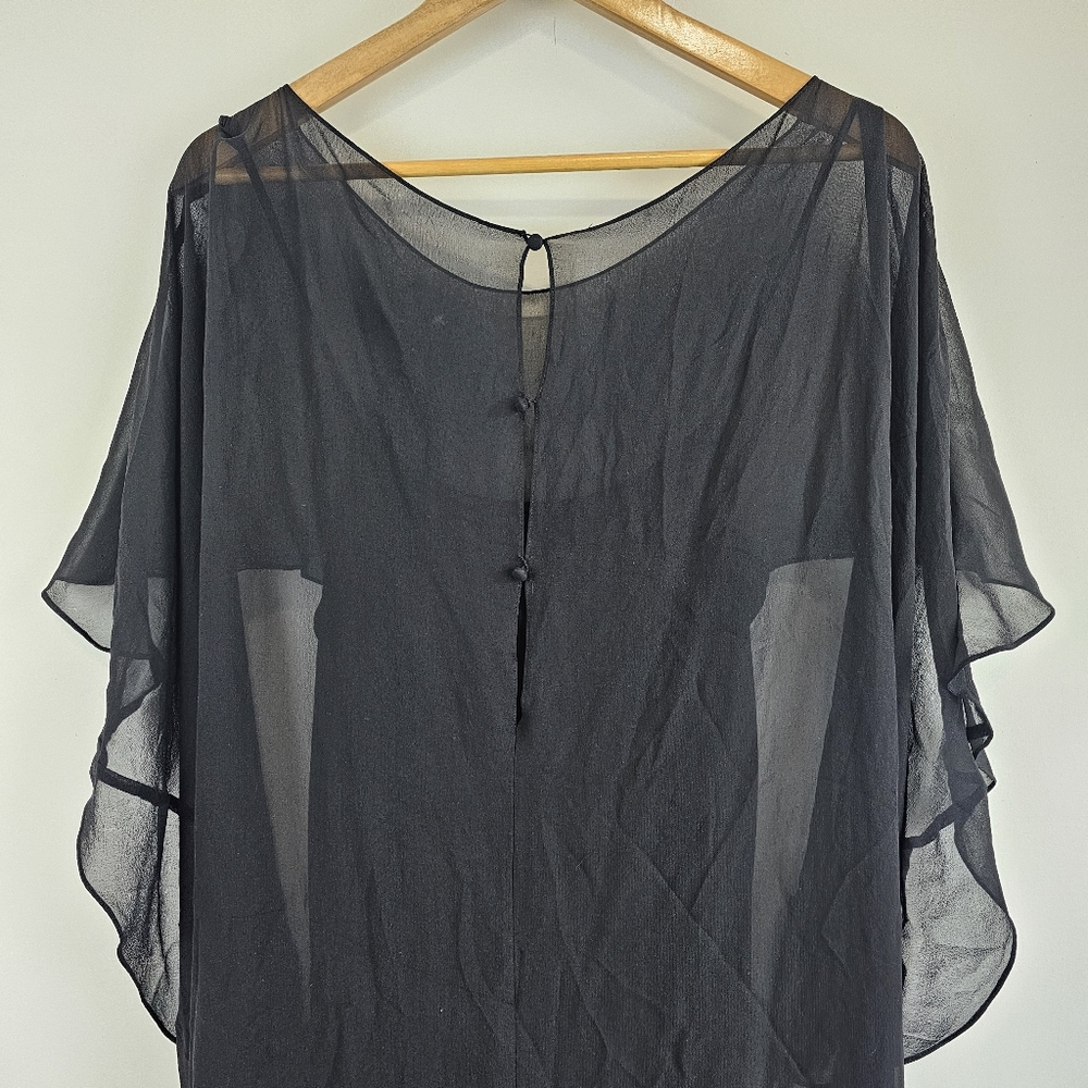 Rickie Freeman by Teri Jon Women's Black Silk Jewel Midi Dress Size 14 $440 MSRP - Picture 7 of 16